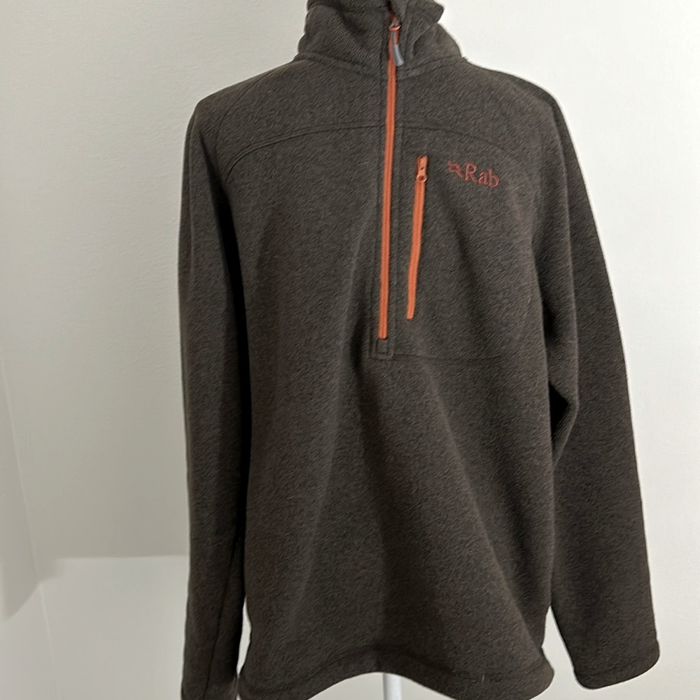 RAB men’s brown pullover with orange zipper size large